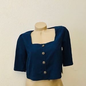 Lost +Wander Square neck button up top medium NWT